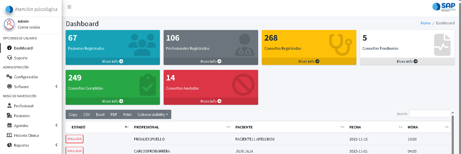 Sistema de Atención Psicológica